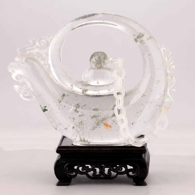 藏品分類 白水晶龍鳳茶壺擺件