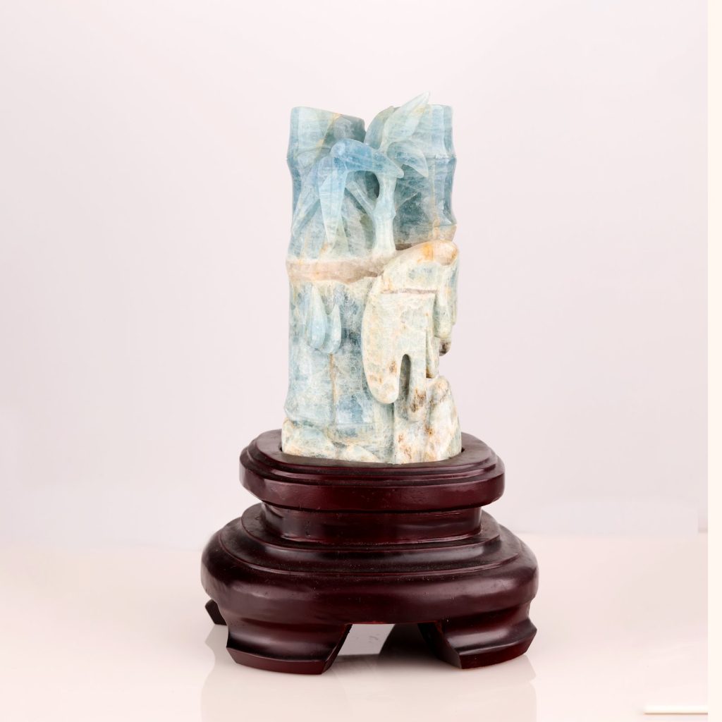 海藍寶竹節雕刻擺件