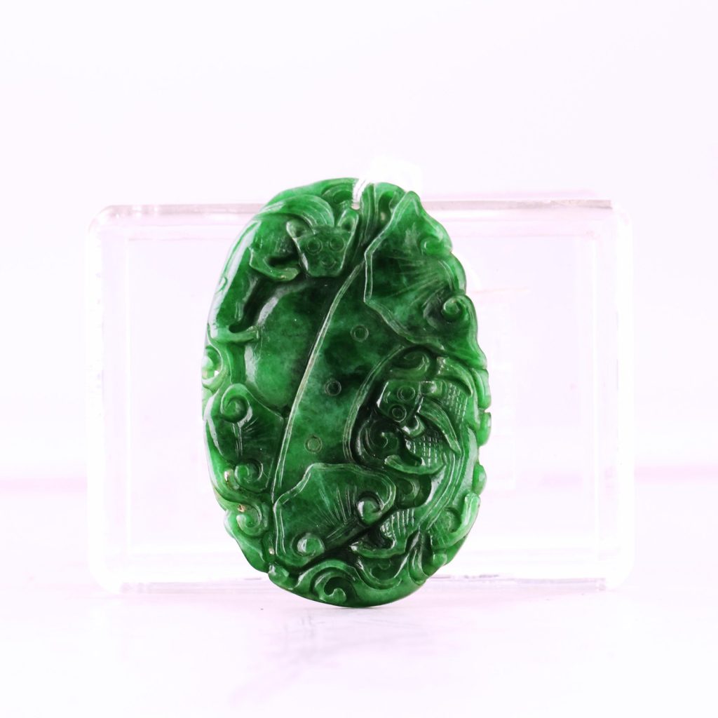 滿綠翡翠福慶有餘吊墜