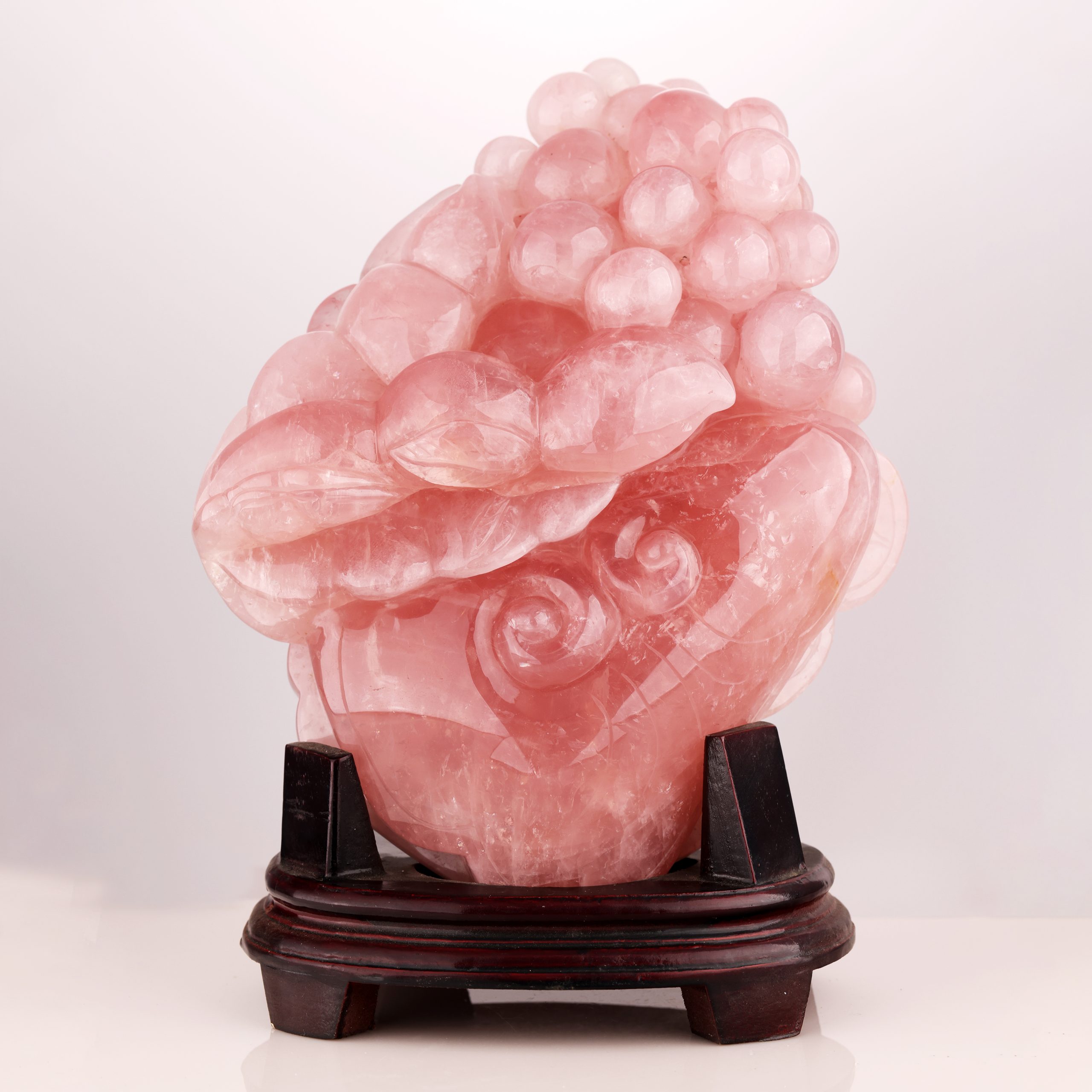 工藝擺件 粉晶佛手雕刻擺件