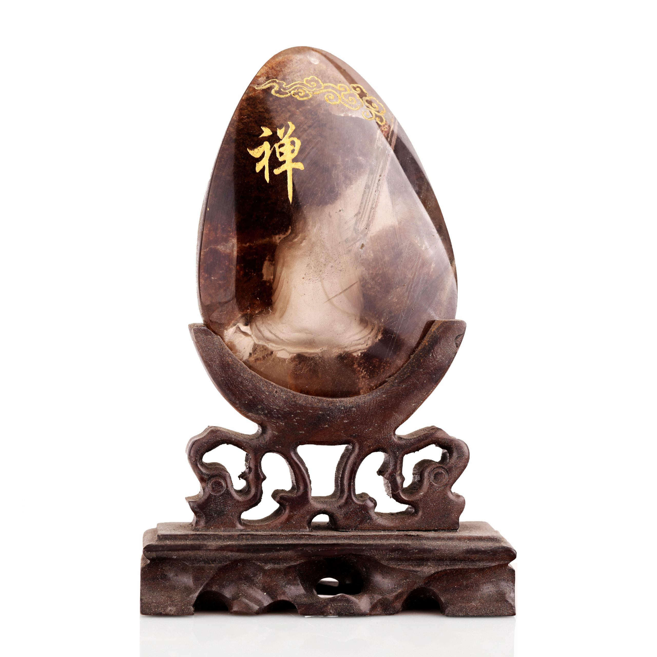 工藝擺件 茶晶禪意雕刻擺件
